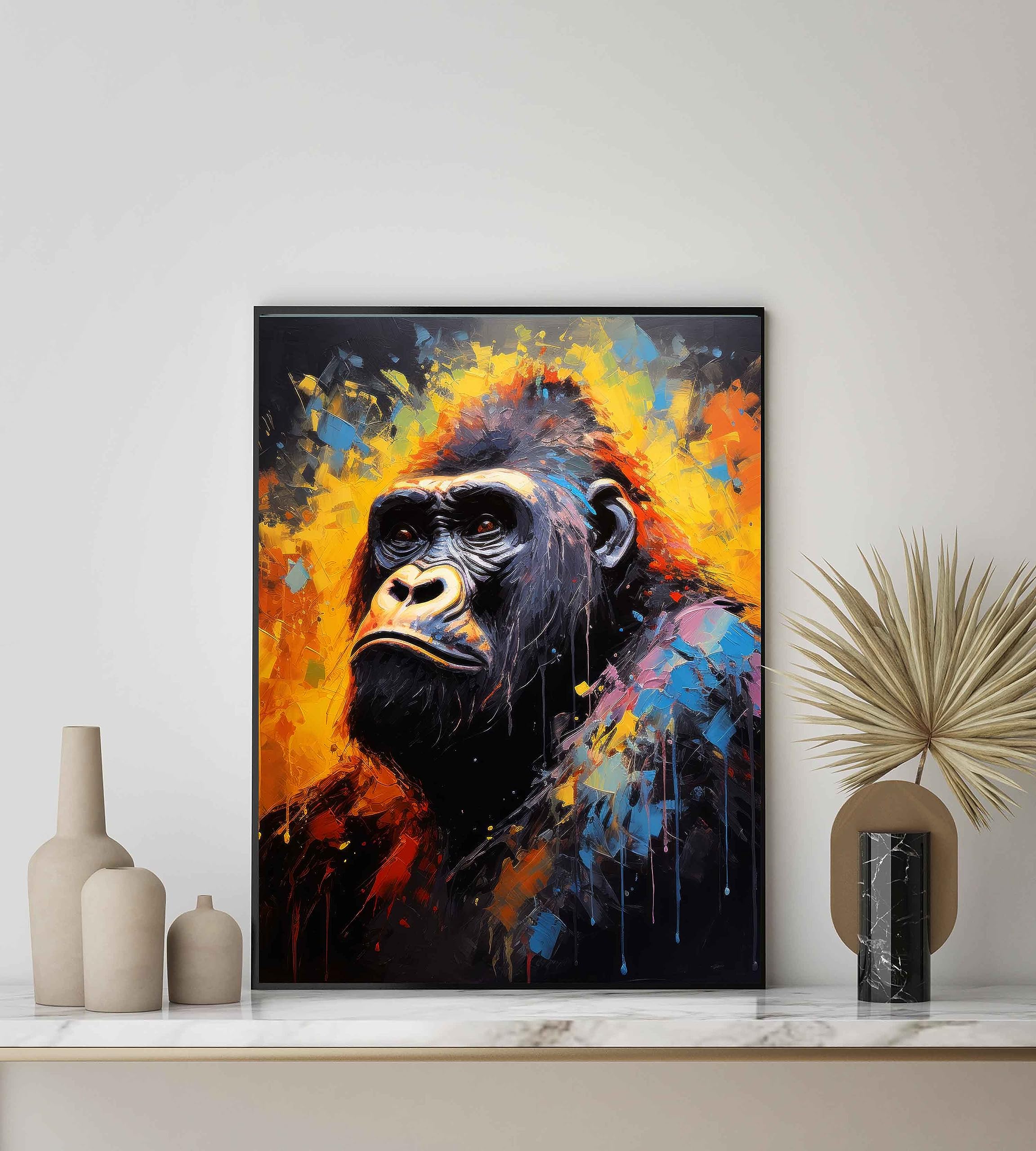 Amazon.com: Gorilla Art Print, Animal Painting Wall Art Abstract